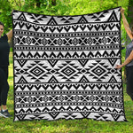 White And Black Aztec Pattern Print Quilt