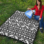 White And Black Aztec Pattern Print Quilt