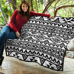 White And Black Aztec Pattern Print Quilt