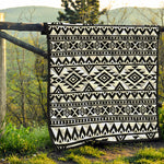 White And Black Aztec Pattern Print Quilt
