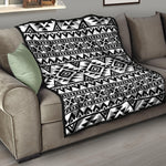 White And Black Aztec Pattern Print Quilt