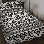 White And Black Aztec Pattern Print Quilt Bed Set