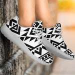 White And Black Aztec Pattern Print Sport Shoes GearFrost