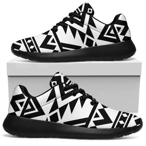 White And Black Aztec Pattern Print Sport Shoes GearFrost