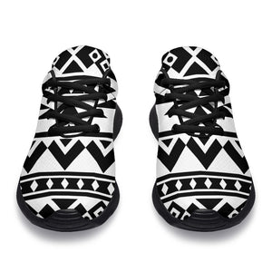 White And Black Aztec Pattern Print Sport Shoes GearFrost