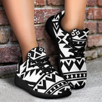 White And Black Aztec Pattern Print Sport Shoes GearFrost