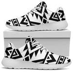 White And Black Aztec Pattern Print Sport Shoes GearFrost