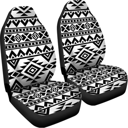 White And Black Aztec Pattern Print Universal Fit Car Seat Covers