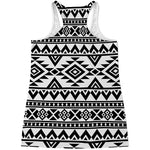 White And Black Aztec Pattern Print Women's Racerback Tank Top