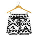 White And Black Aztec Pattern Print Women's Shorts