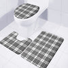 White And Black Border Tartan Print 3 Piece Bath Mat Set