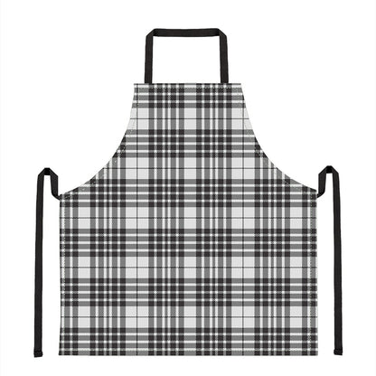 White And Black Border Tartan Print Apron