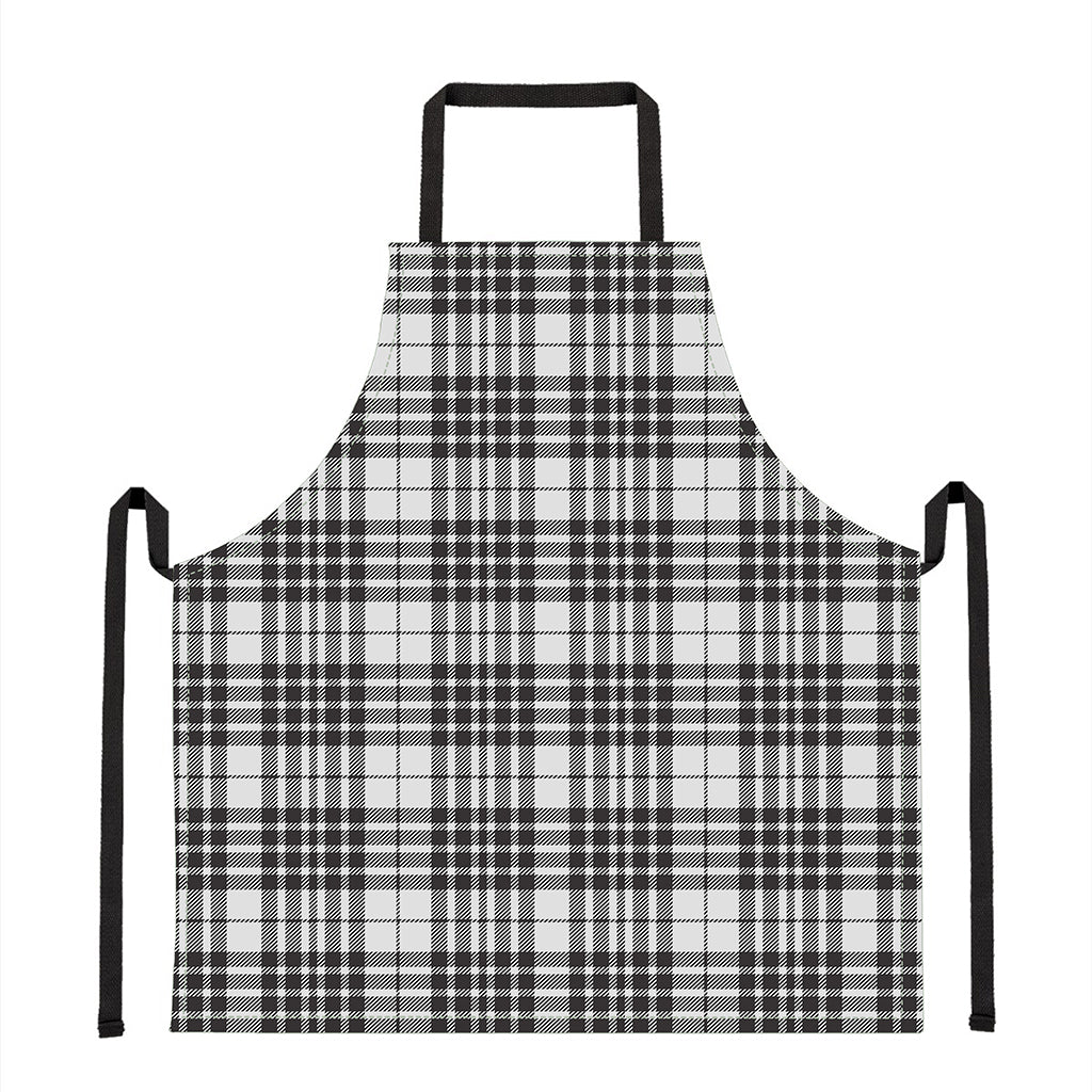 White And Black Border Tartan Print Apron