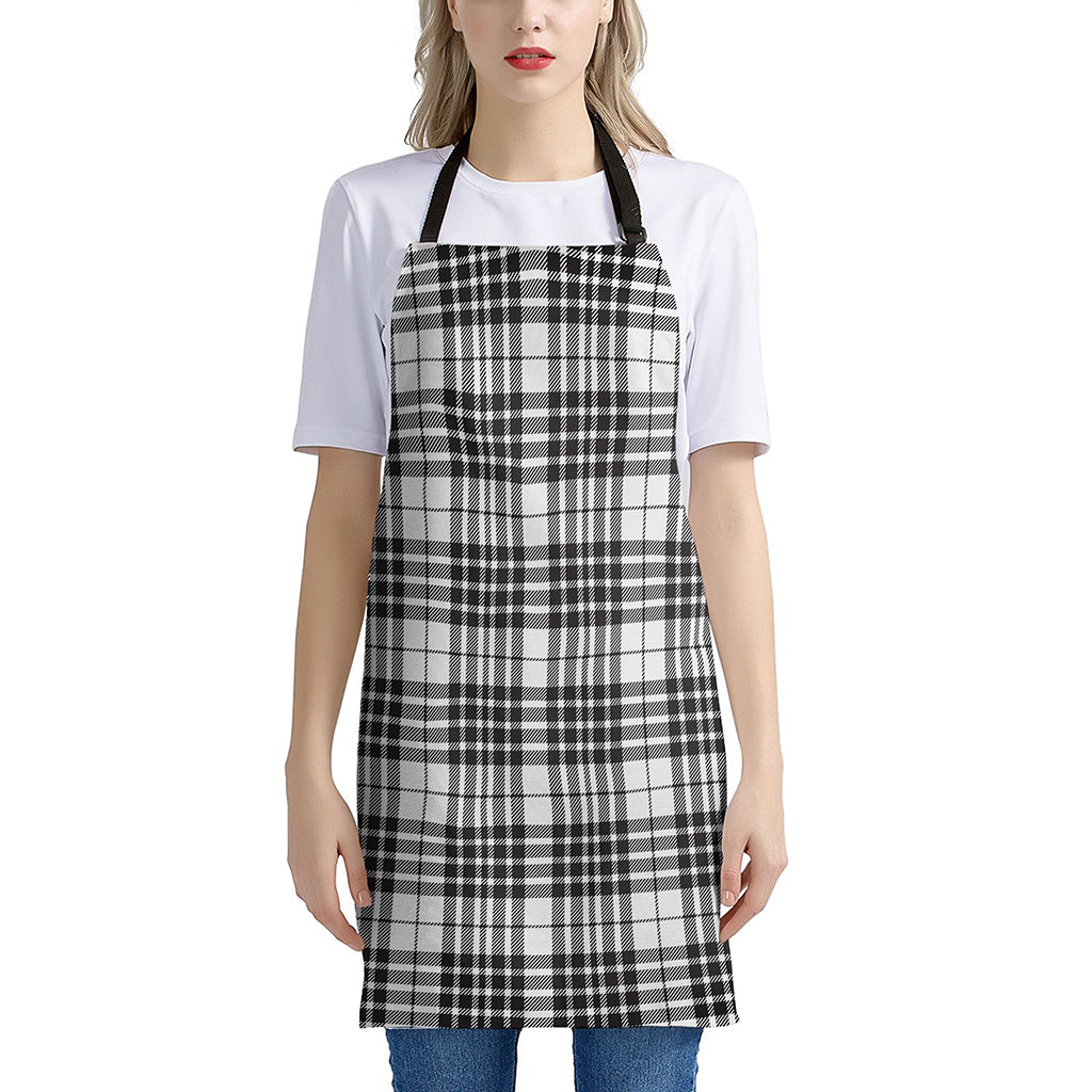 White And Black Border Tartan Print Apron