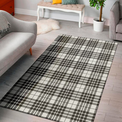 White And Black Border Tartan Print Area Rug