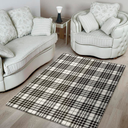 White And Black Border Tartan Print Area Rug