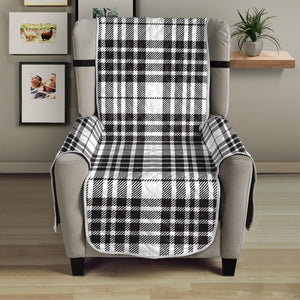 White And Black Border Tartan Print Armchair Protector