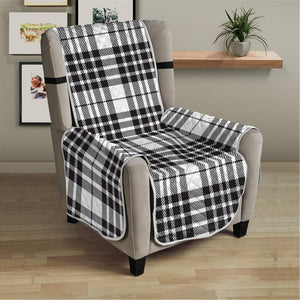 White And Black Border Tartan Print Armchair Protector