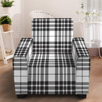 White And Black Border Tartan Print Armchair Slipcover