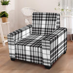 White And Black Border Tartan Print Armchair Slipcover