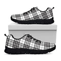 White And Black Border Tartan Print Black Running Shoes