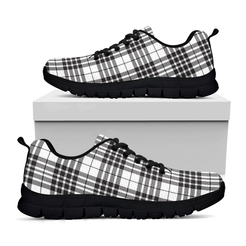 White And Black Border Tartan Print Black Sneakers