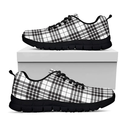 White And Black Border Tartan Print Black Sneakers