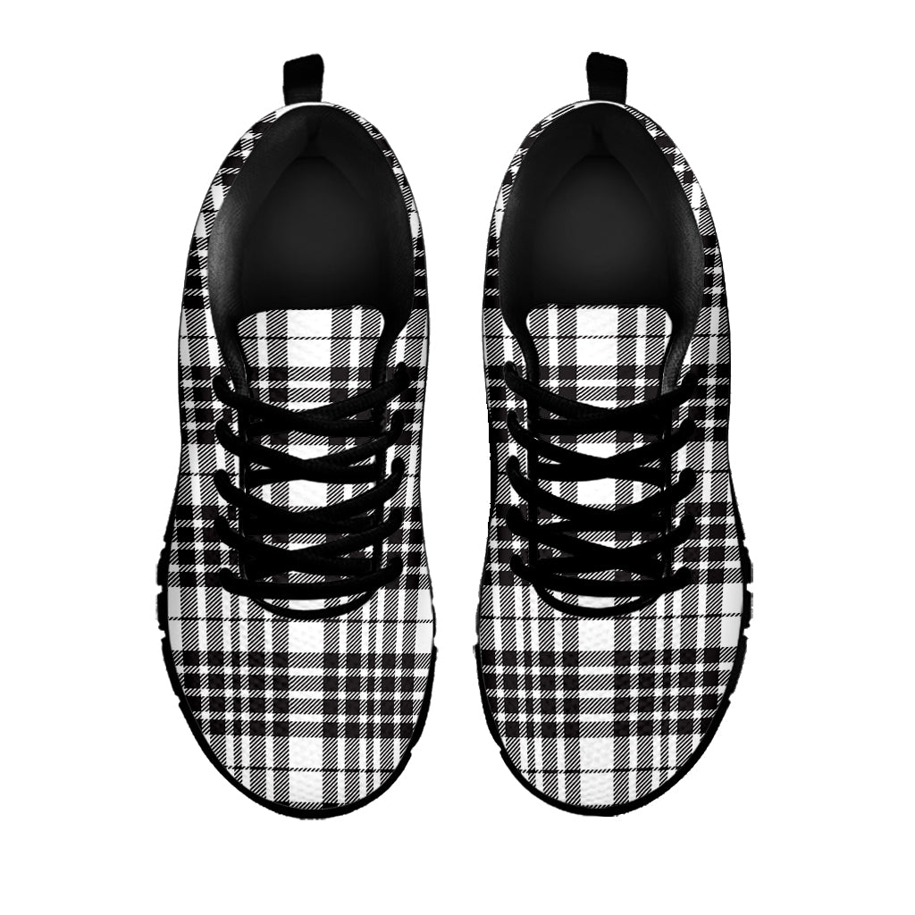 White And Black Border Tartan Print Black Sneakers