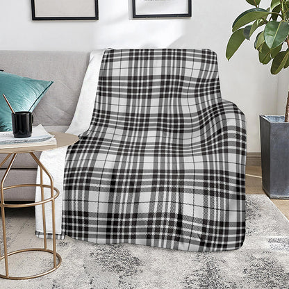 White And Black Border Tartan Print Blanket