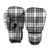 White And Black Border Tartan Print Boxing Gloves