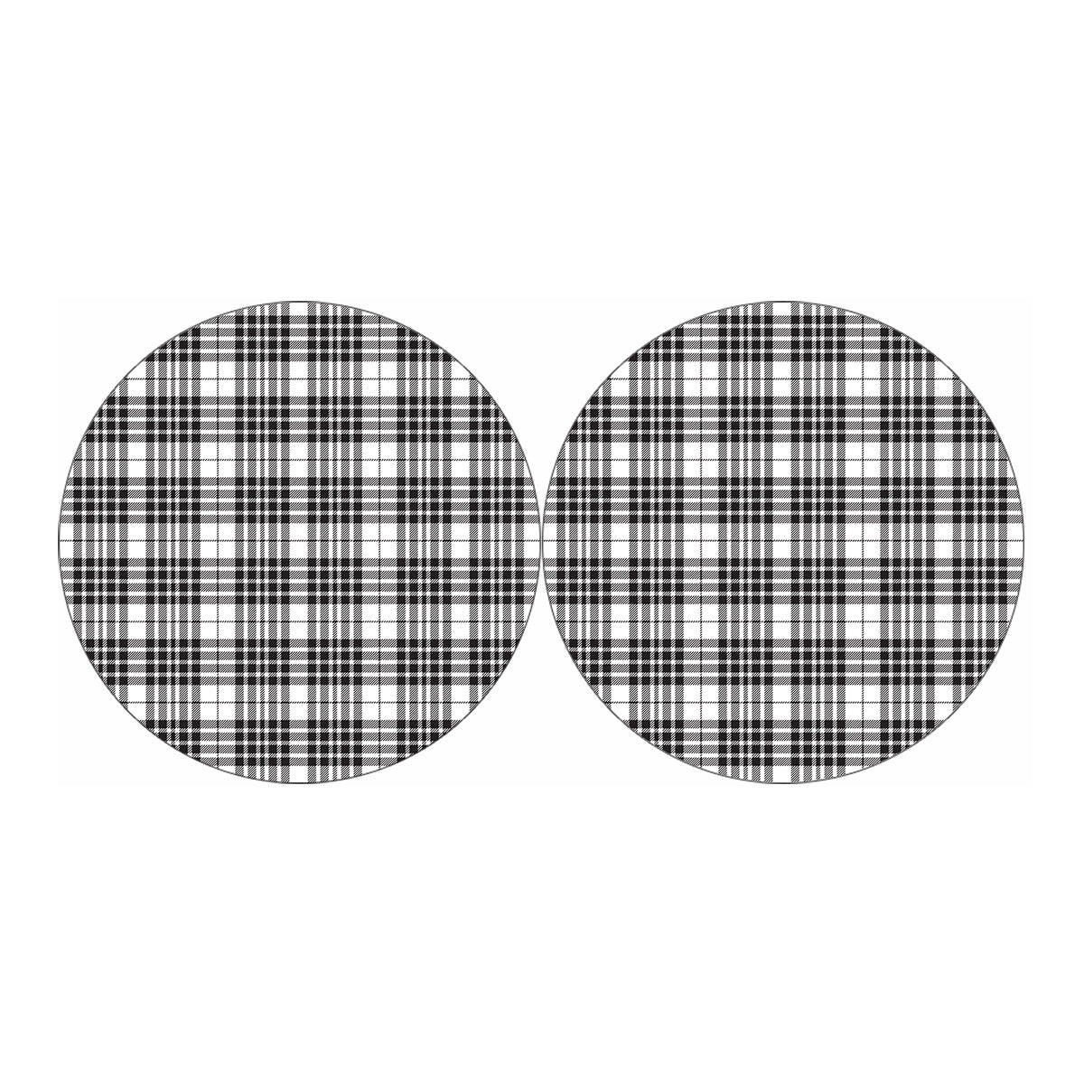 White And Black Border Tartan Print Car Coasters