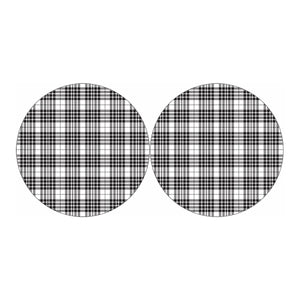 White And Black Border Tartan Print Car Coasters