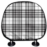 White And Black Border Tartan Print Car Headrest Covers