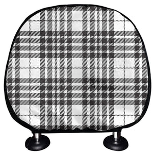 White And Black Border Tartan Print Car Headrest Covers