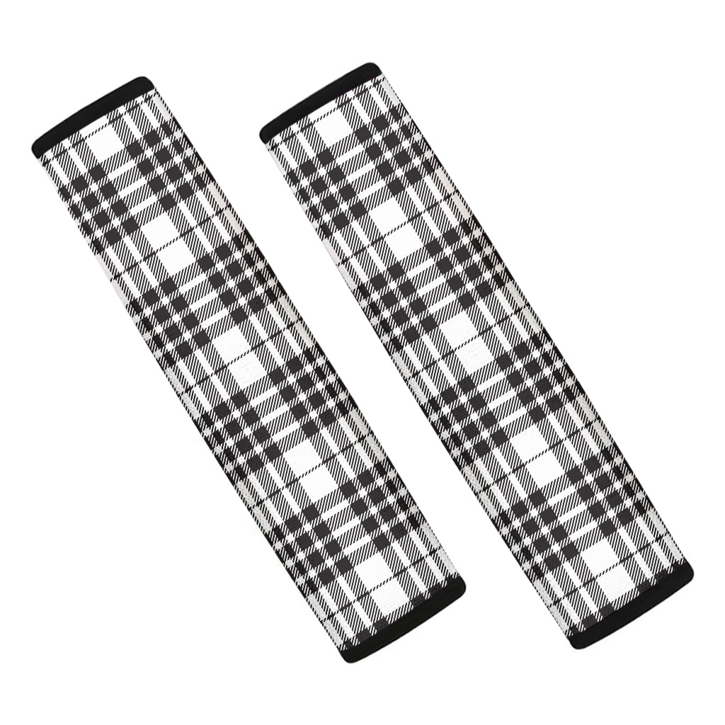 White And Black Border Tartan Print Car Seat Belt Covers