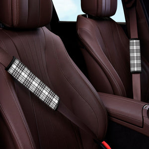 White And Black Border Tartan Print Car Seat Belt Covers