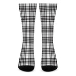 White And Black Border Tartan Print Crew Socks