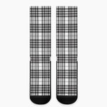 White And Black Border Tartan Print Crew Socks