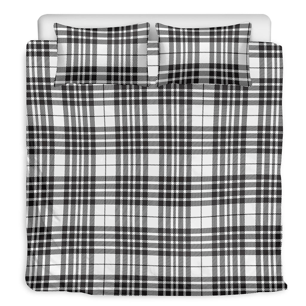 White And Black Border Tartan Print Duvet Cover Bedding Set