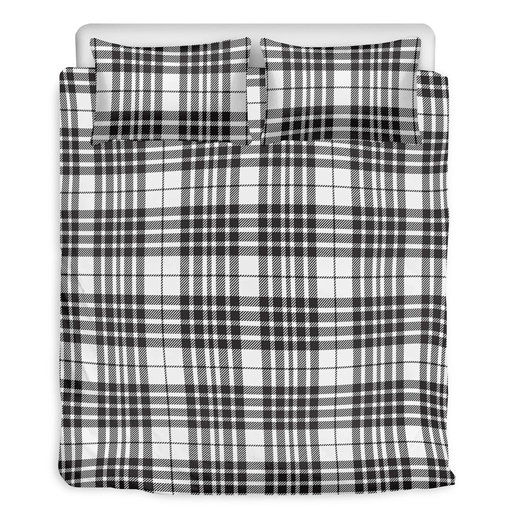 White And Black Border Tartan Print Duvet Cover Bedding Set