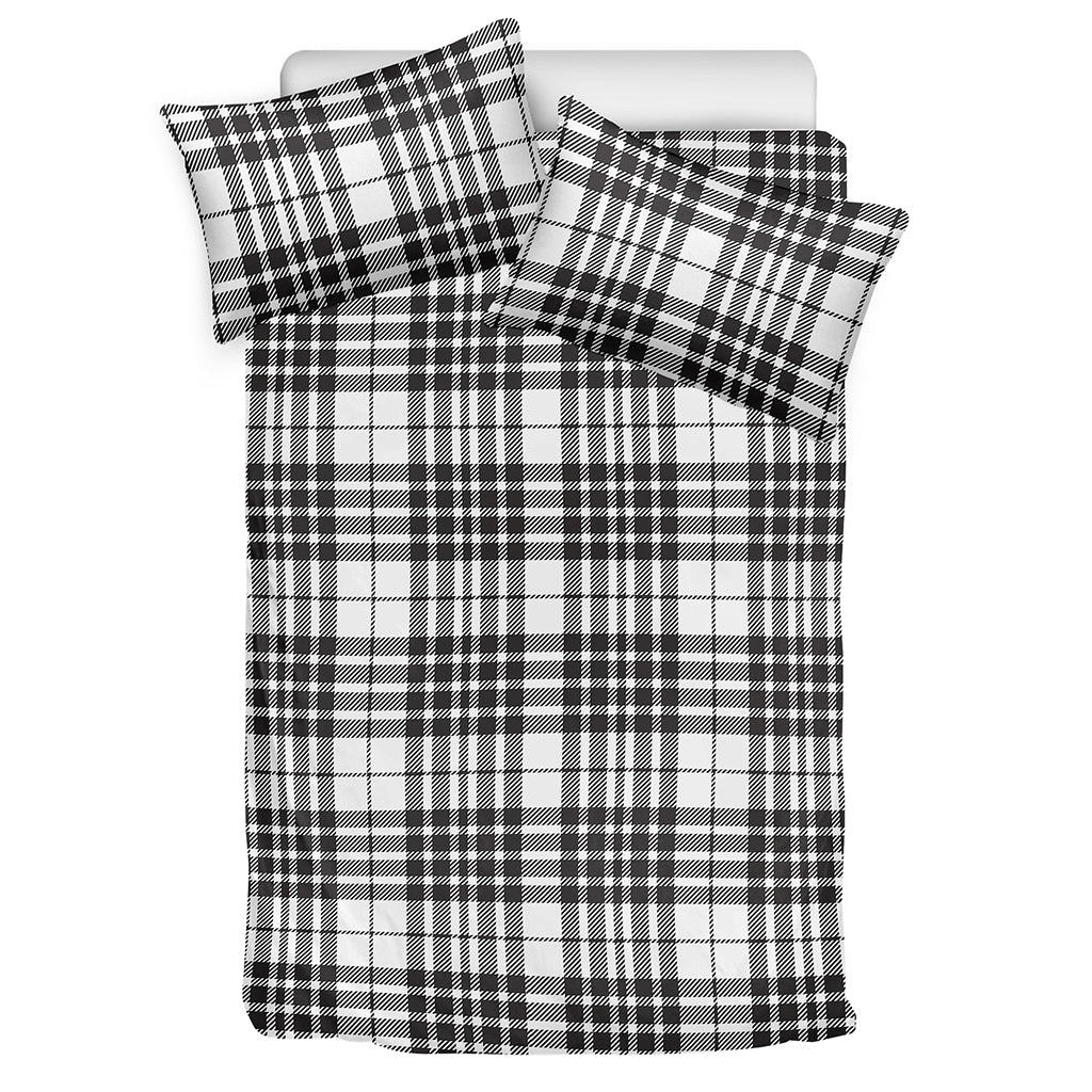 White And Black Border Tartan Print Duvet Cover Bedding Set