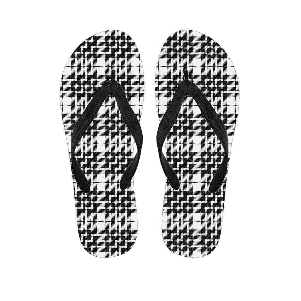 White And Black Border Tartan Print Flip Flops