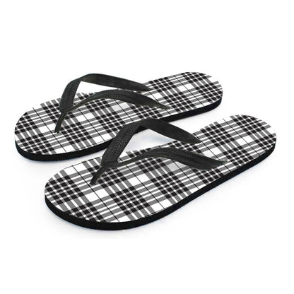 White And Black Border Tartan Print Flip Flops