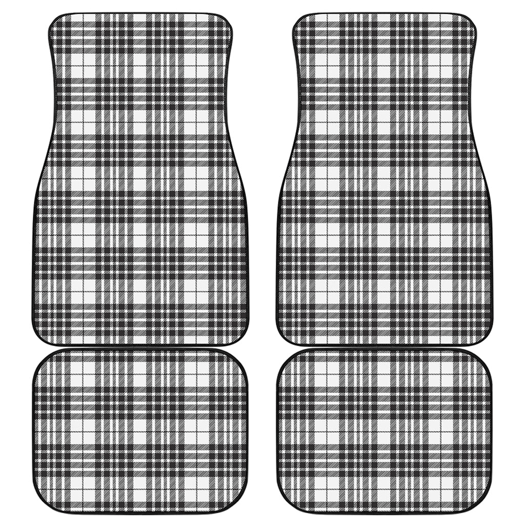 White And Black Border Tartan Print Front and Back Car Floor Mats
