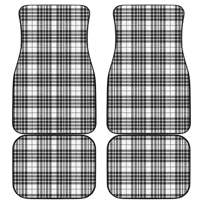 White And Black Border Tartan Print Front and Back Car Floor Mats