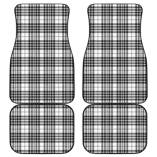 White And Black Border Tartan Print Front and Back Car Floor Mats