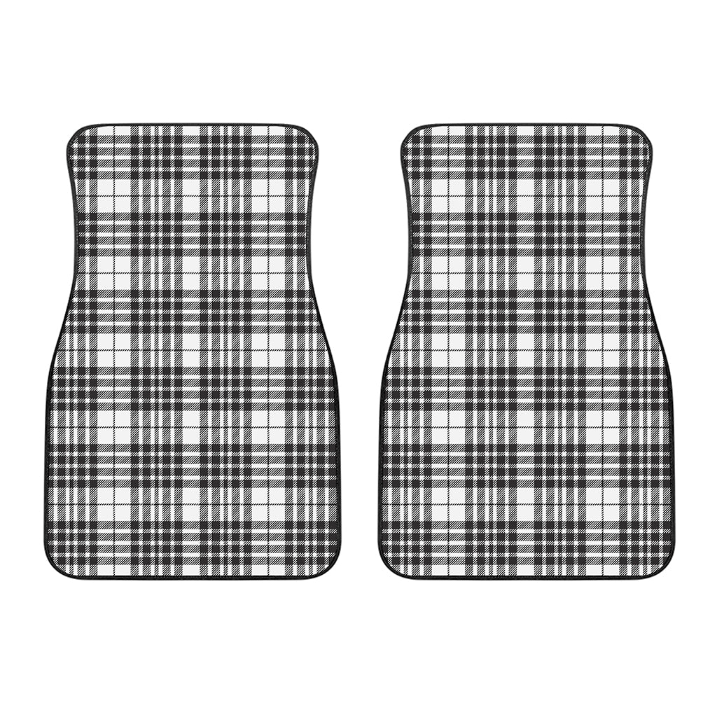 White And Black Border Tartan Print Front Car Floor Mats