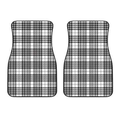 White And Black Border Tartan Print Front Car Floor Mats