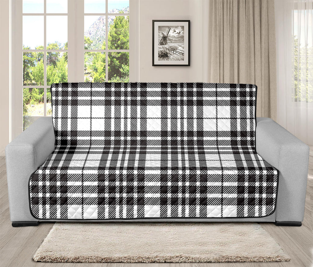 White And Black Border Tartan Print Futon Protector