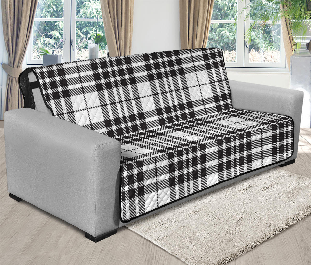 White And Black Border Tartan Print Futon Protector